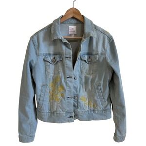 LulaRoe‎ Denim Jacket Medium Embroidered Floral Jean Jacket Women's medium